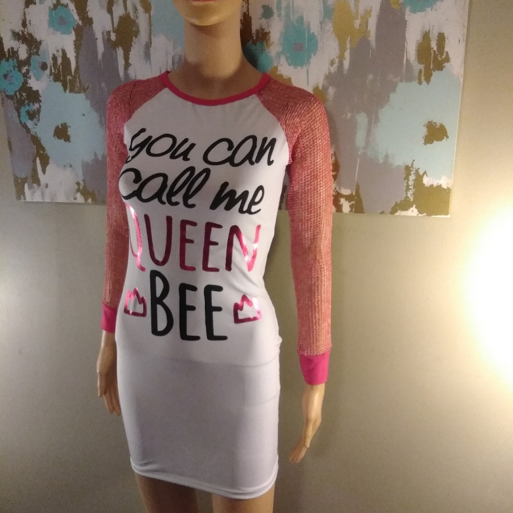 Dress with mesh long sleeves